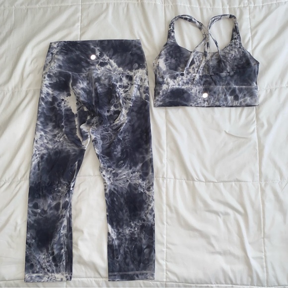 LULULEMON Matching Set, Wunder Under 21" Leggings + Energy Longline Sports Bra - Picture 6 of 8